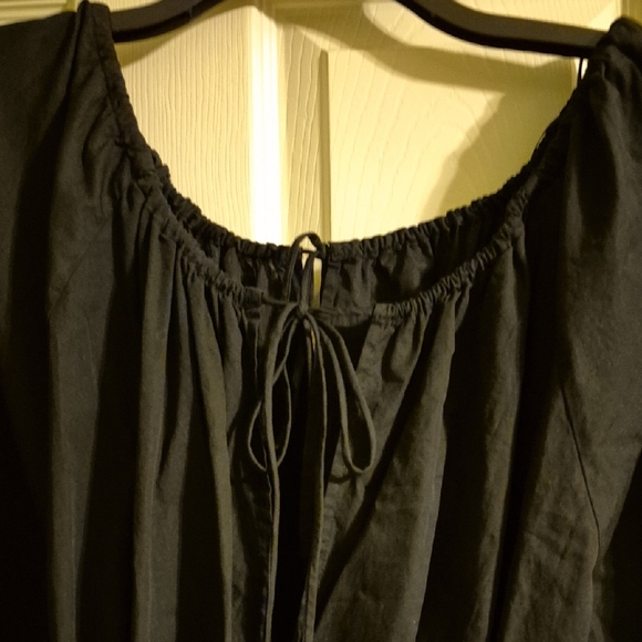 Black Long Sleeve Dress with Tie Waist - Picture 3 of 4